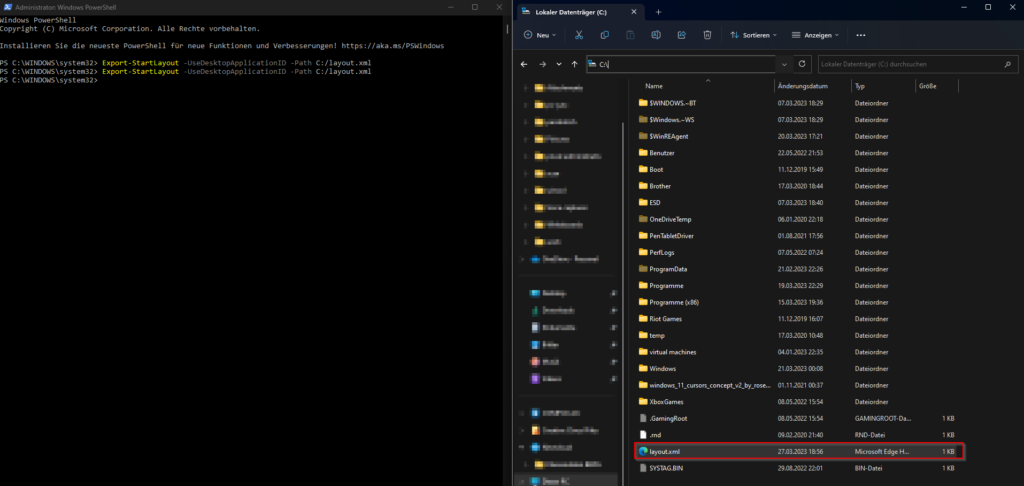 PowerShell Export-StartLayout command